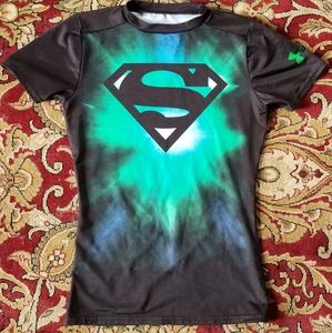 Youth M Superman Under Armour Shirt Tie Dye
